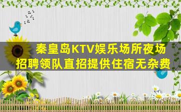 秦皇岛KTV娱乐场所夜场招聘领队直招提供住宿无杂费